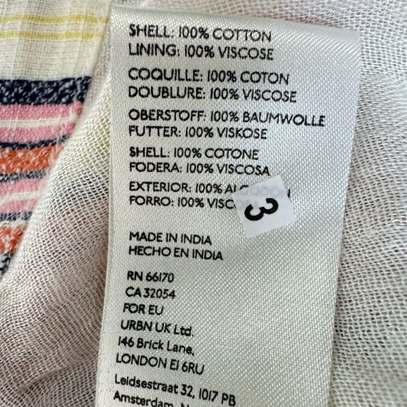 Free People Aubrey Sarong Skirt Wrap Skirt Colorful Stripes Cotton Size 12 Beach - Picture 11 of 15